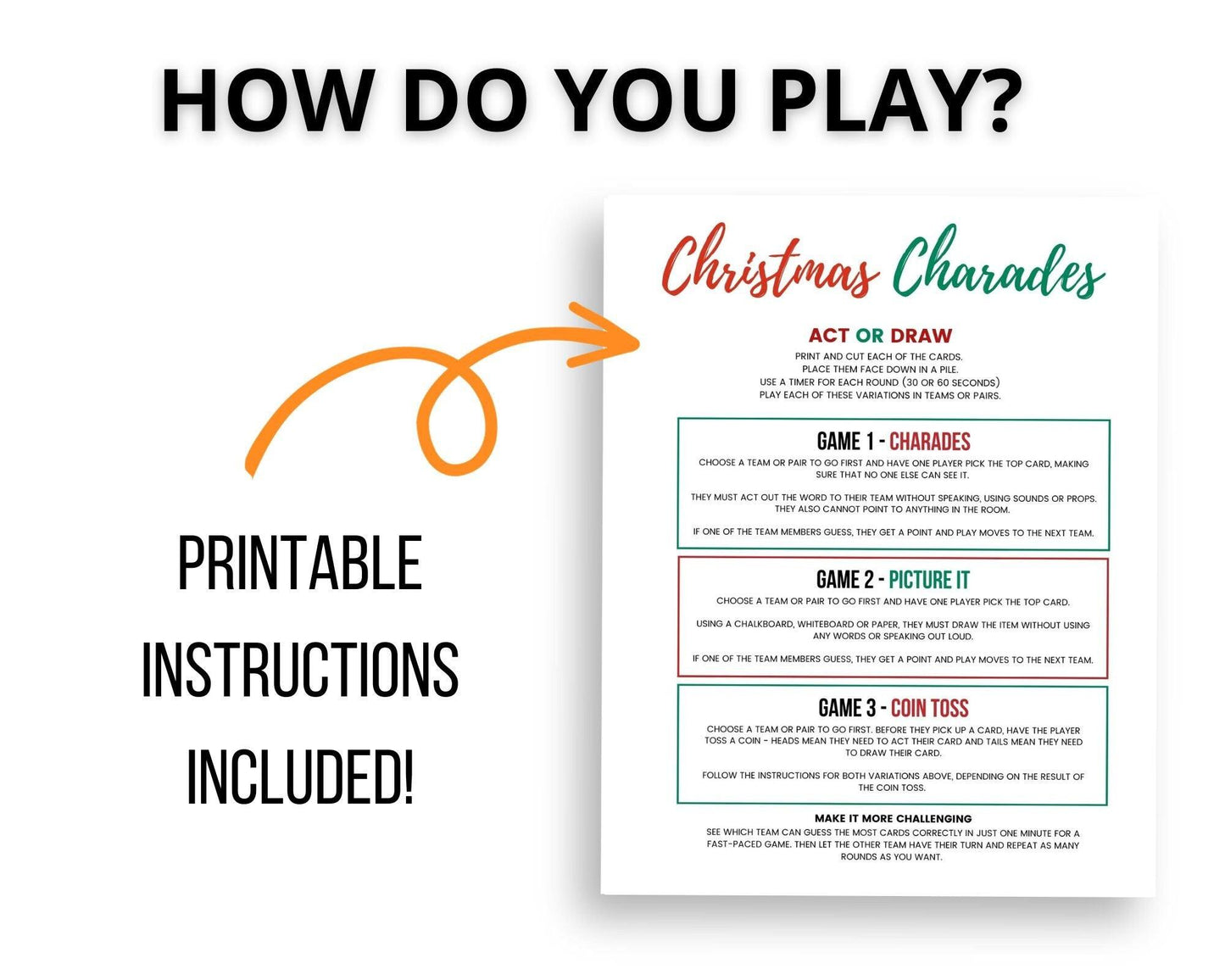 Christmas Charades Cards - Simplify Create Inspire