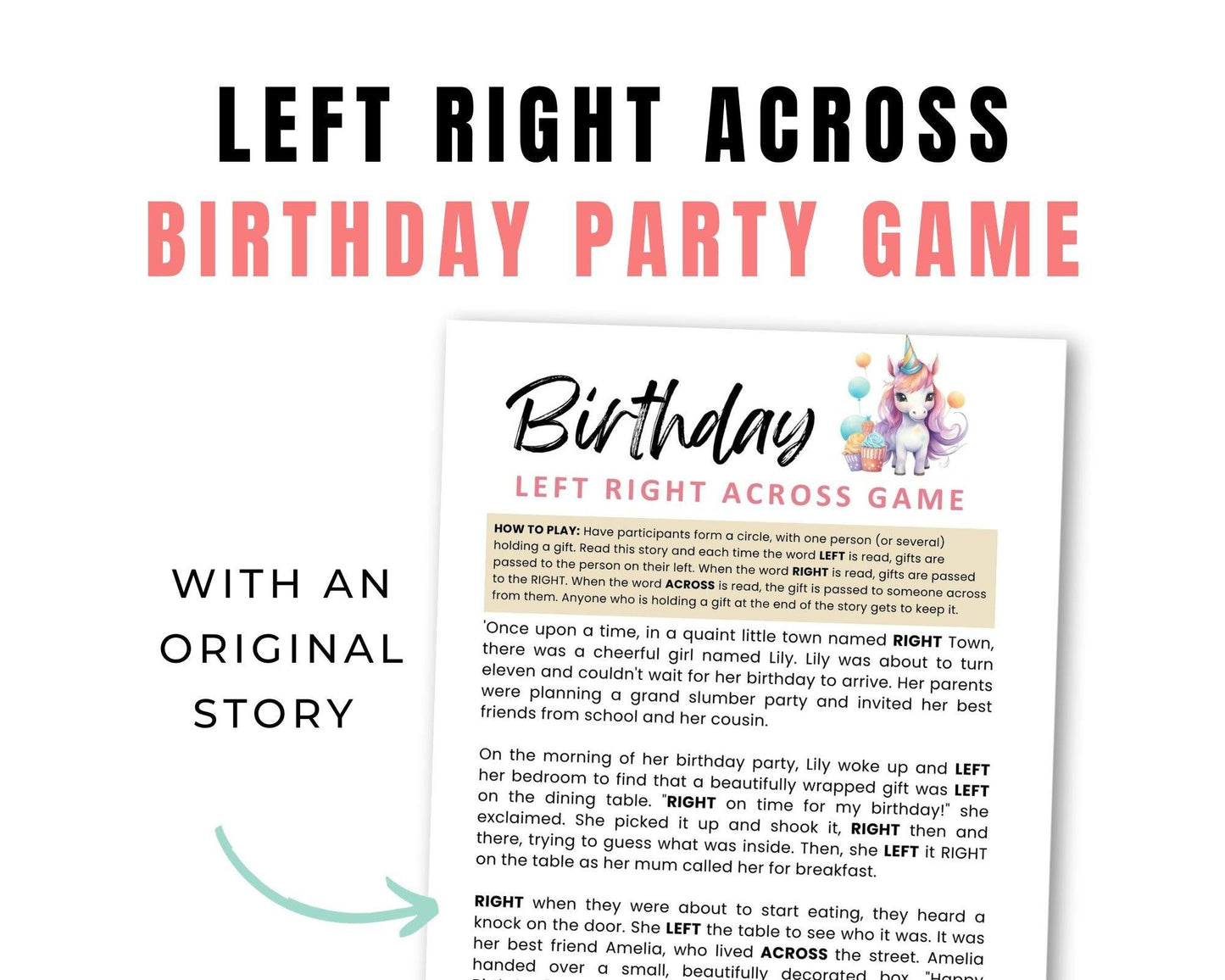 Birthday Left Right Across Party Game - Simplify Create Inspire