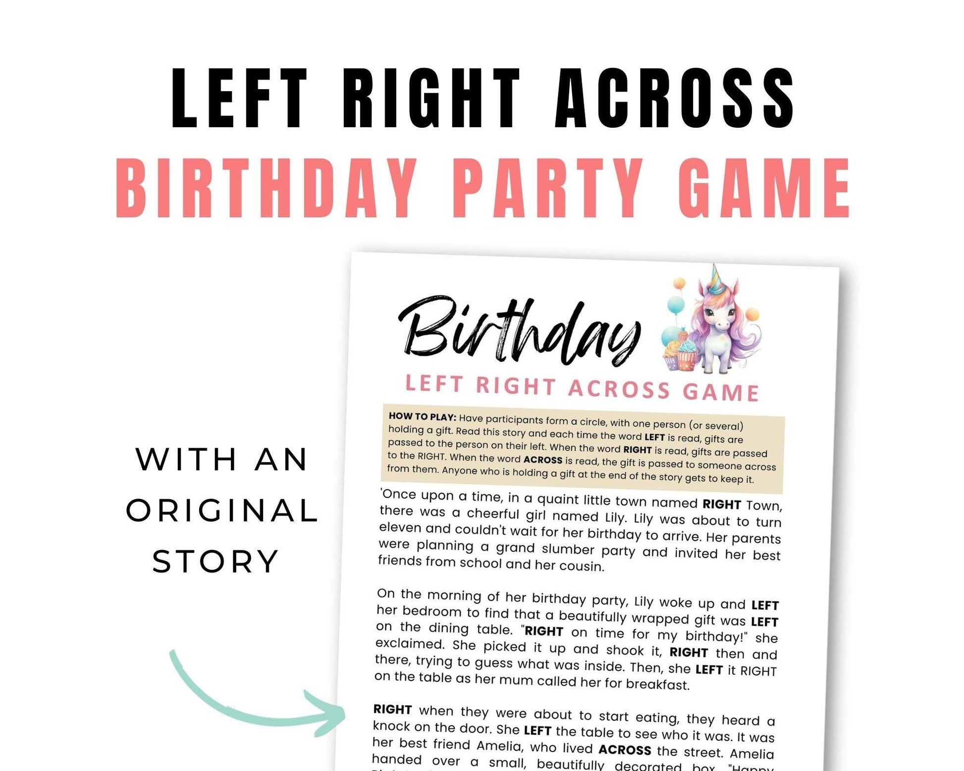 Birthday Left Right Across Party Game - Simplify Create Inspire