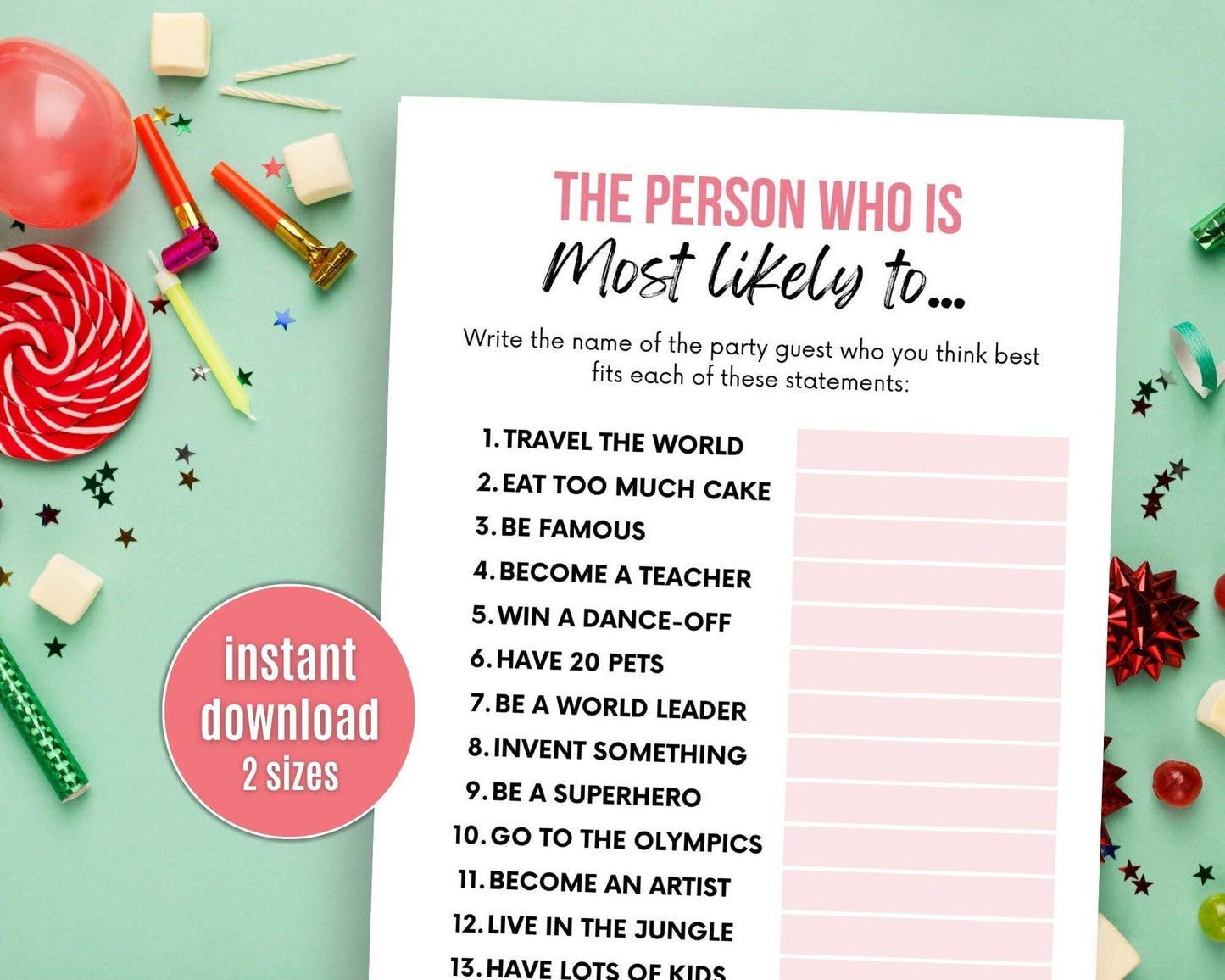 Who's Most Likely To Birthday Party Game - Simplify Create Inspire