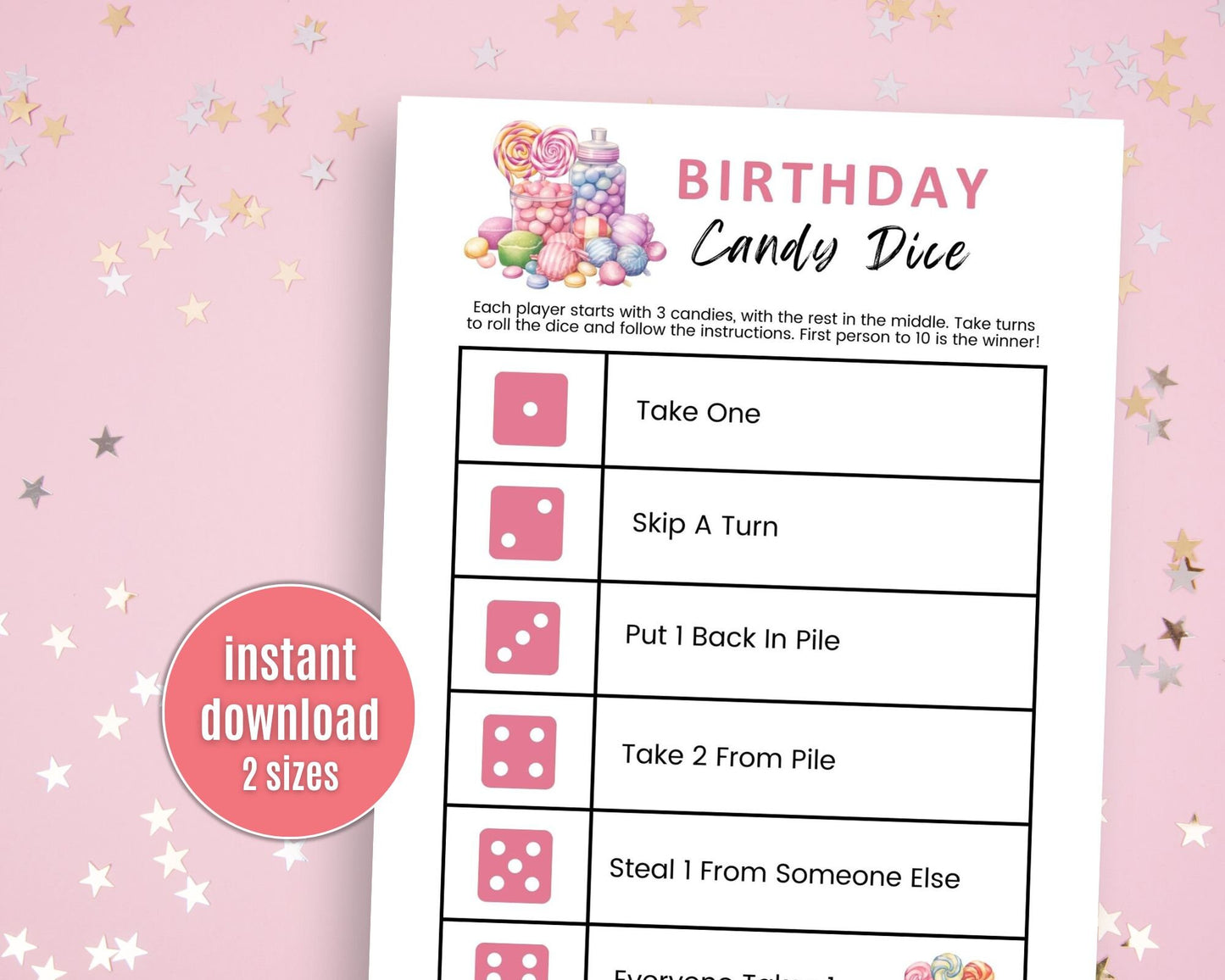 Birthday Candy Dice Game - Simplify Create Inspire