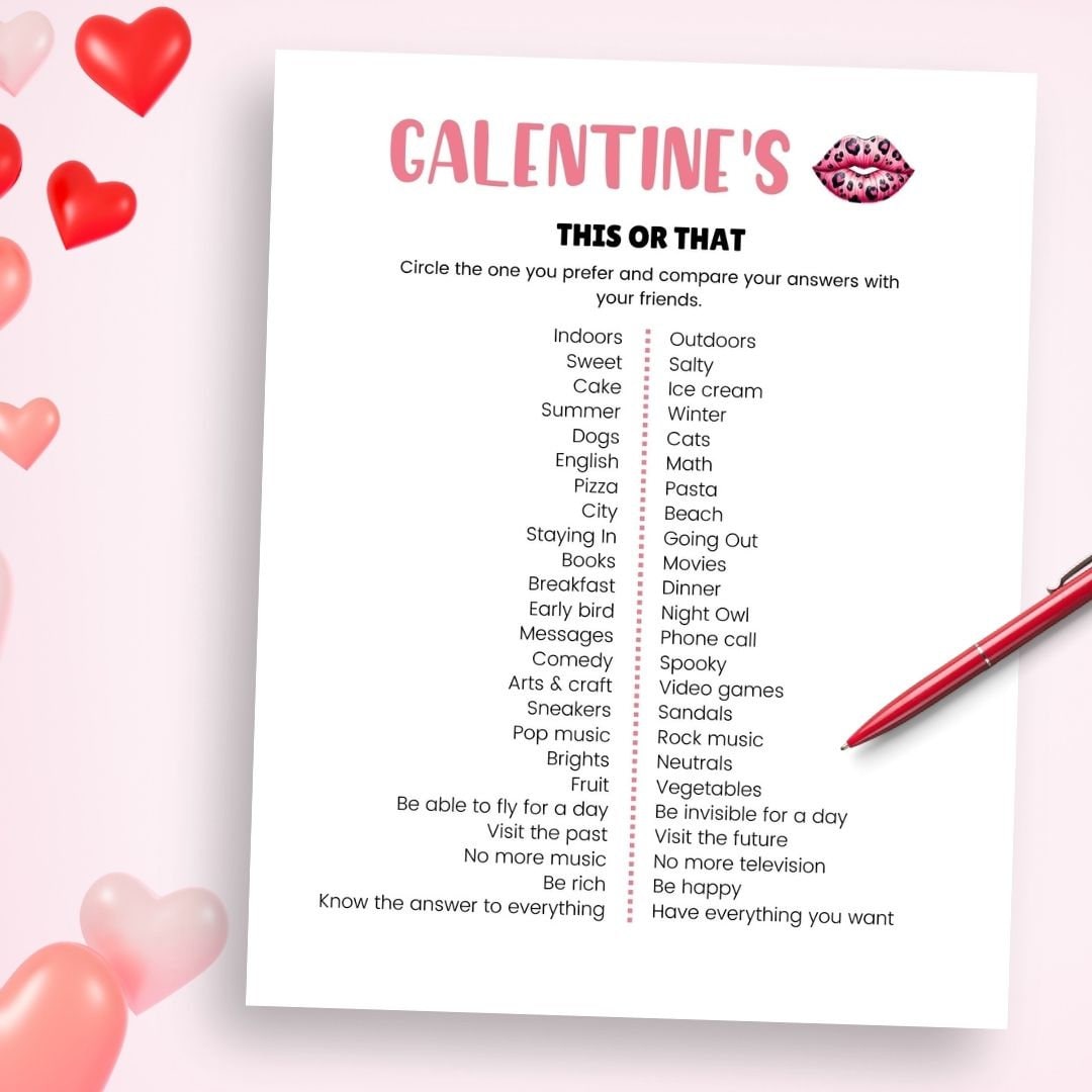 Galentines This Or That Game - Simplify Create Inspire