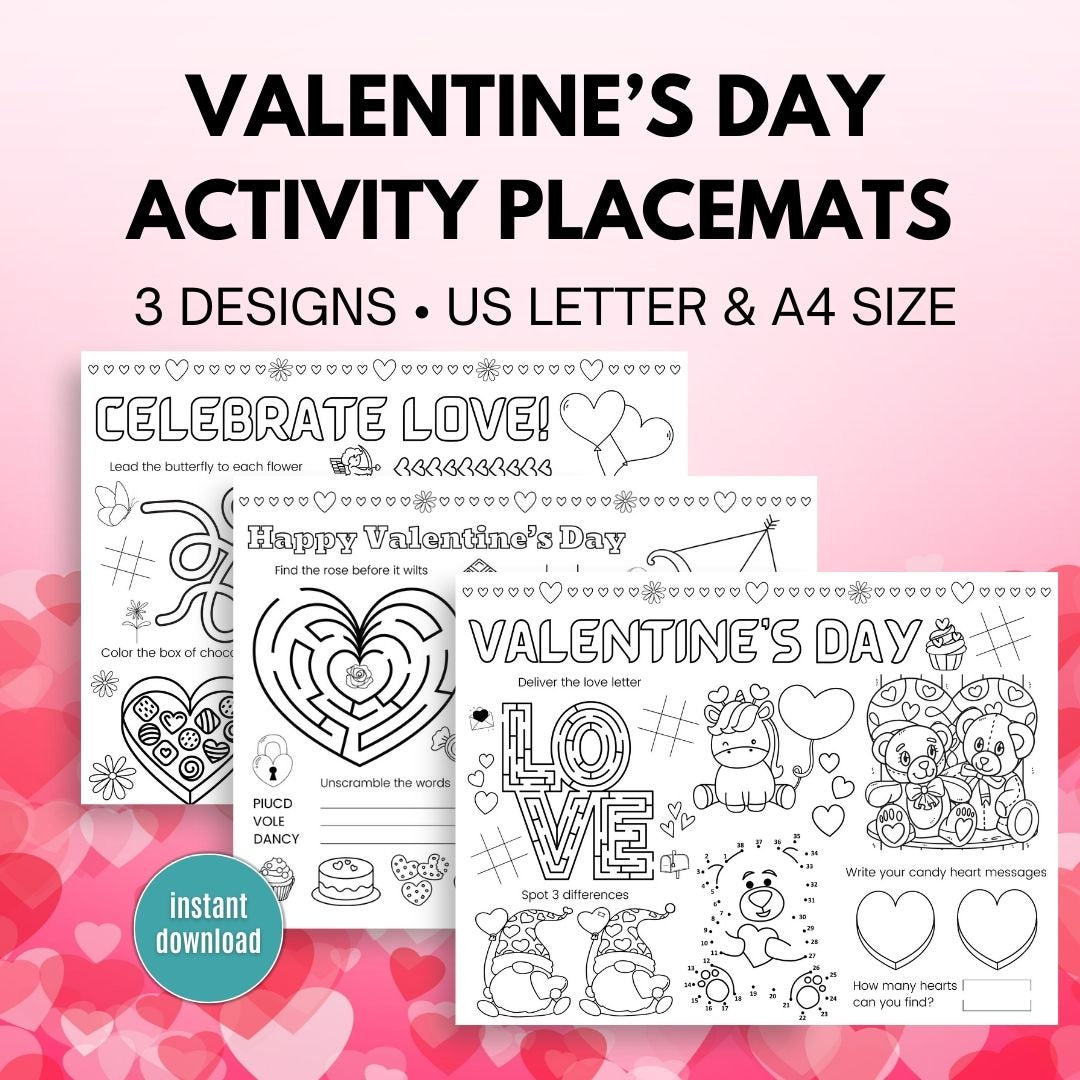 Valentine Activity Placemats - Simplify Create Inspire