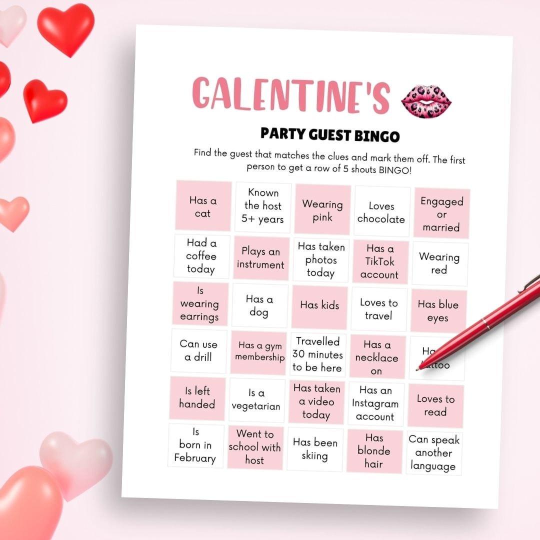 Galentine's Party Find The Guest Bingo Game - Simplify Create Inspire