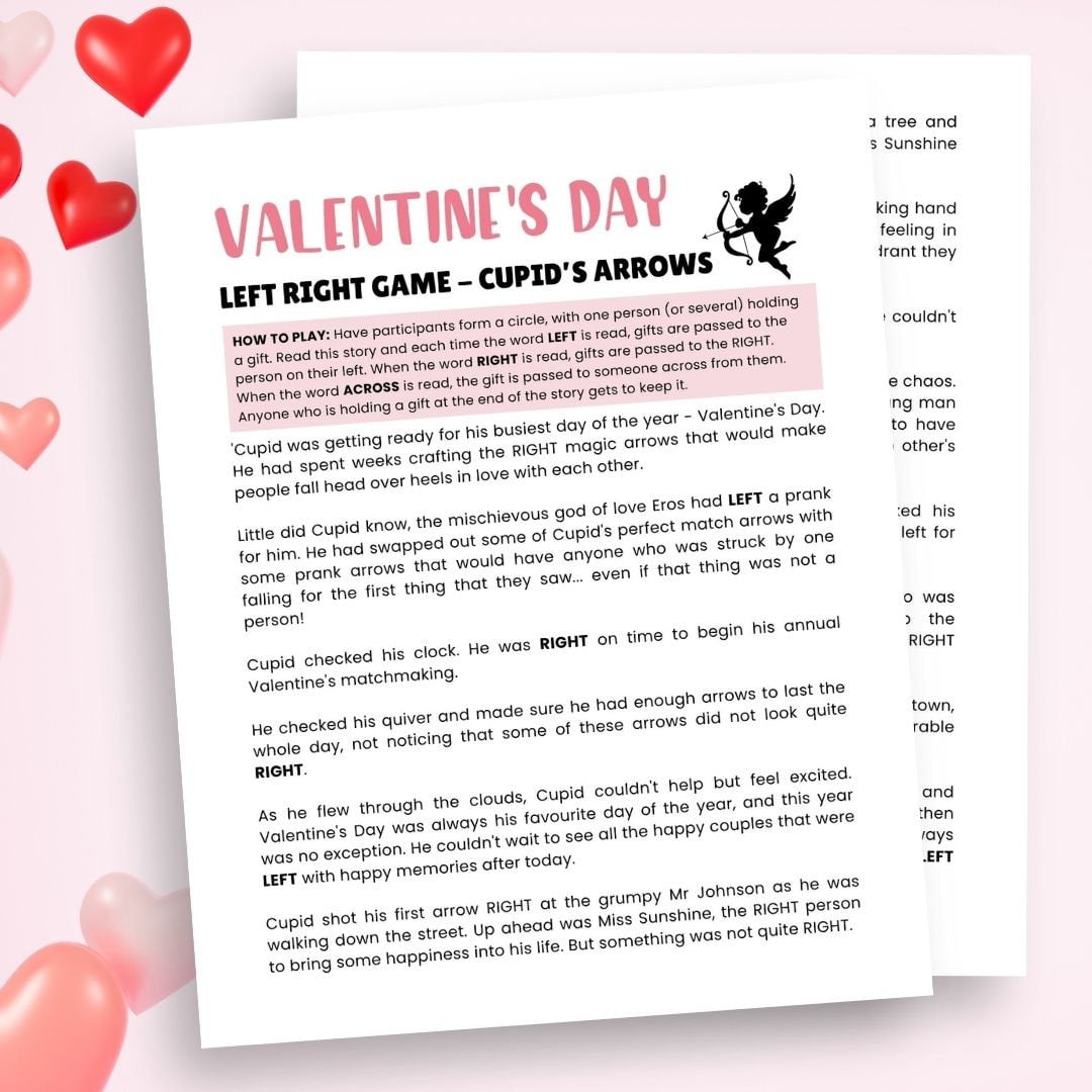 Valentine's Left Right Game - Simplify Create Inspire