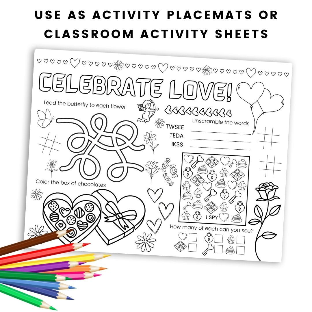 Valentine Activity Placemats - Simplify Create Inspire