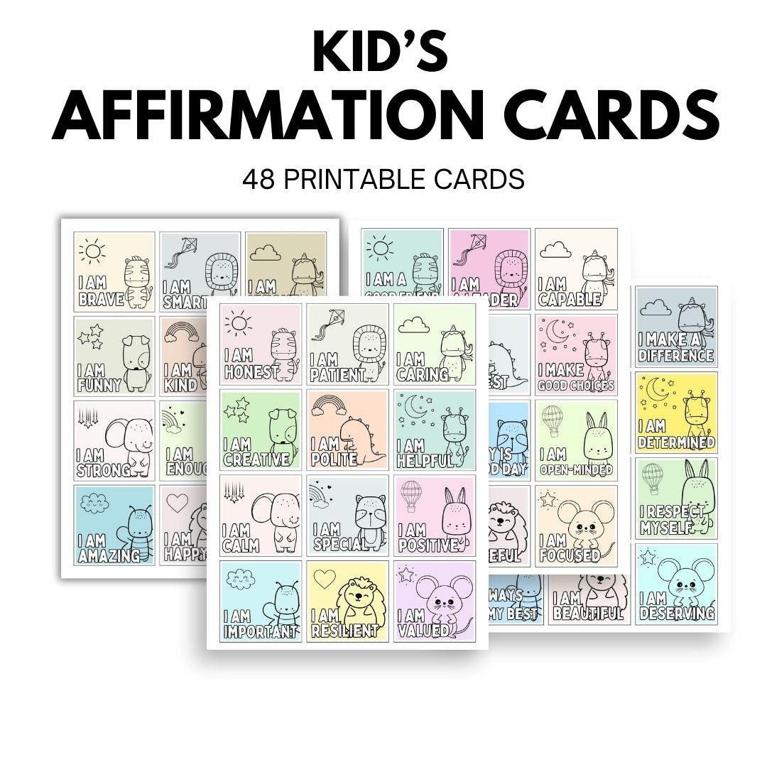 Positive Affirmation Cards For Kids - 48 Cards - Simplify Create Inspire