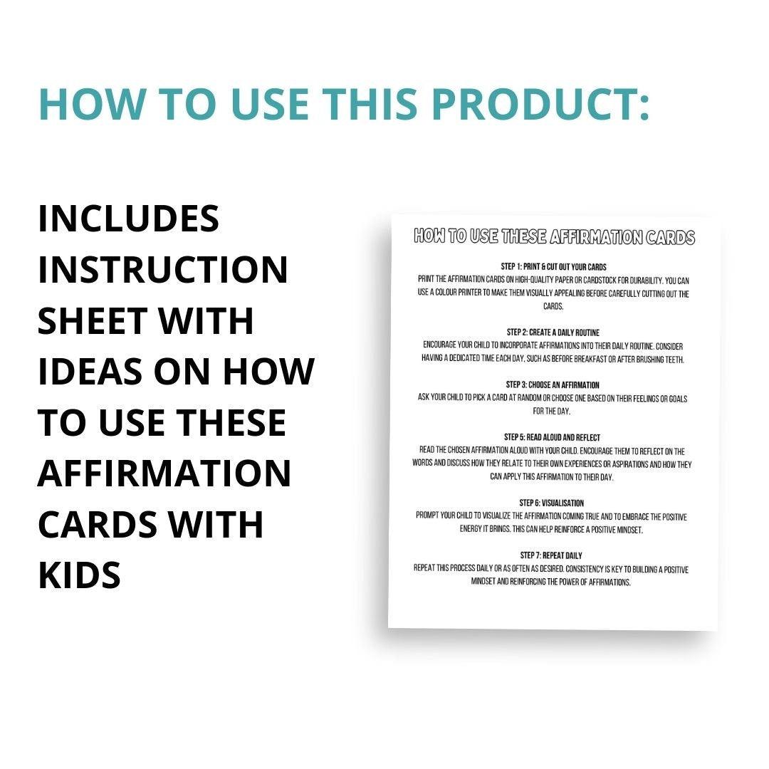 Positive Affirmation Cards For Kids - 48 Cards - Simplify Create Inspire