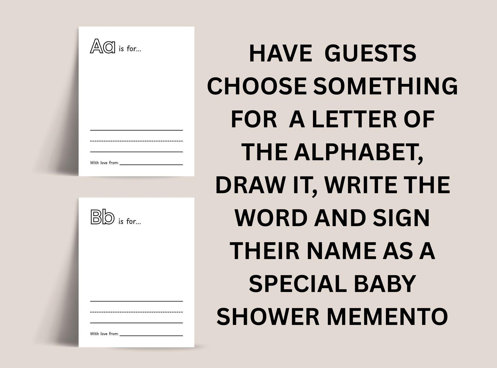 ABC baby book for baby shower.
