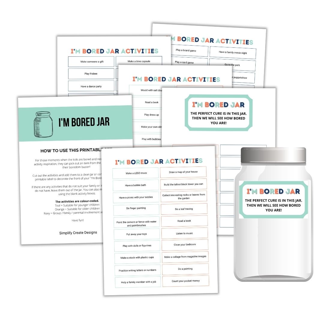I'm Bored Jar Activity Cards - Make Your Own Activity Jar – Simplify ...