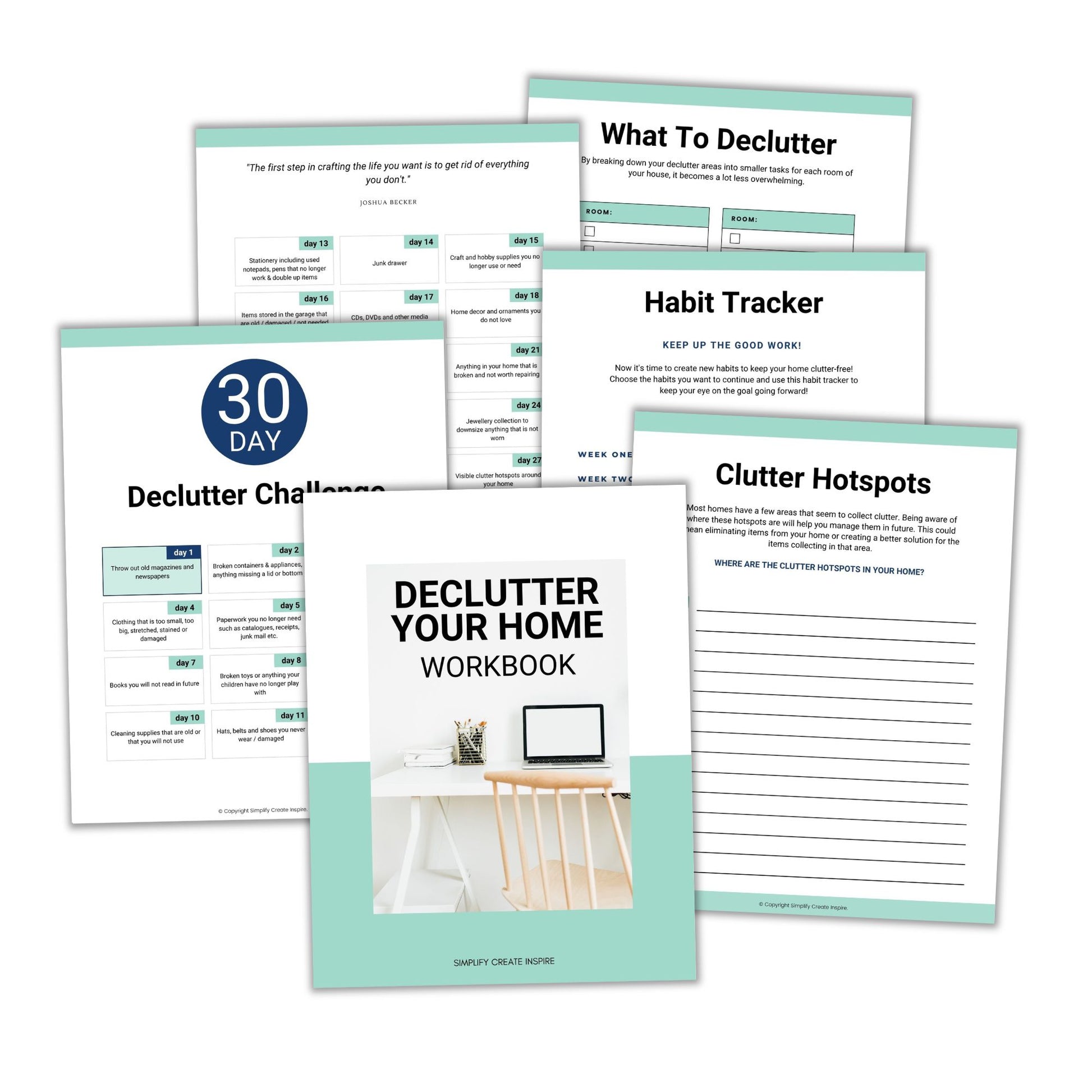 30-Day Declutter Challenge Workbook - Simplify Create Inspire