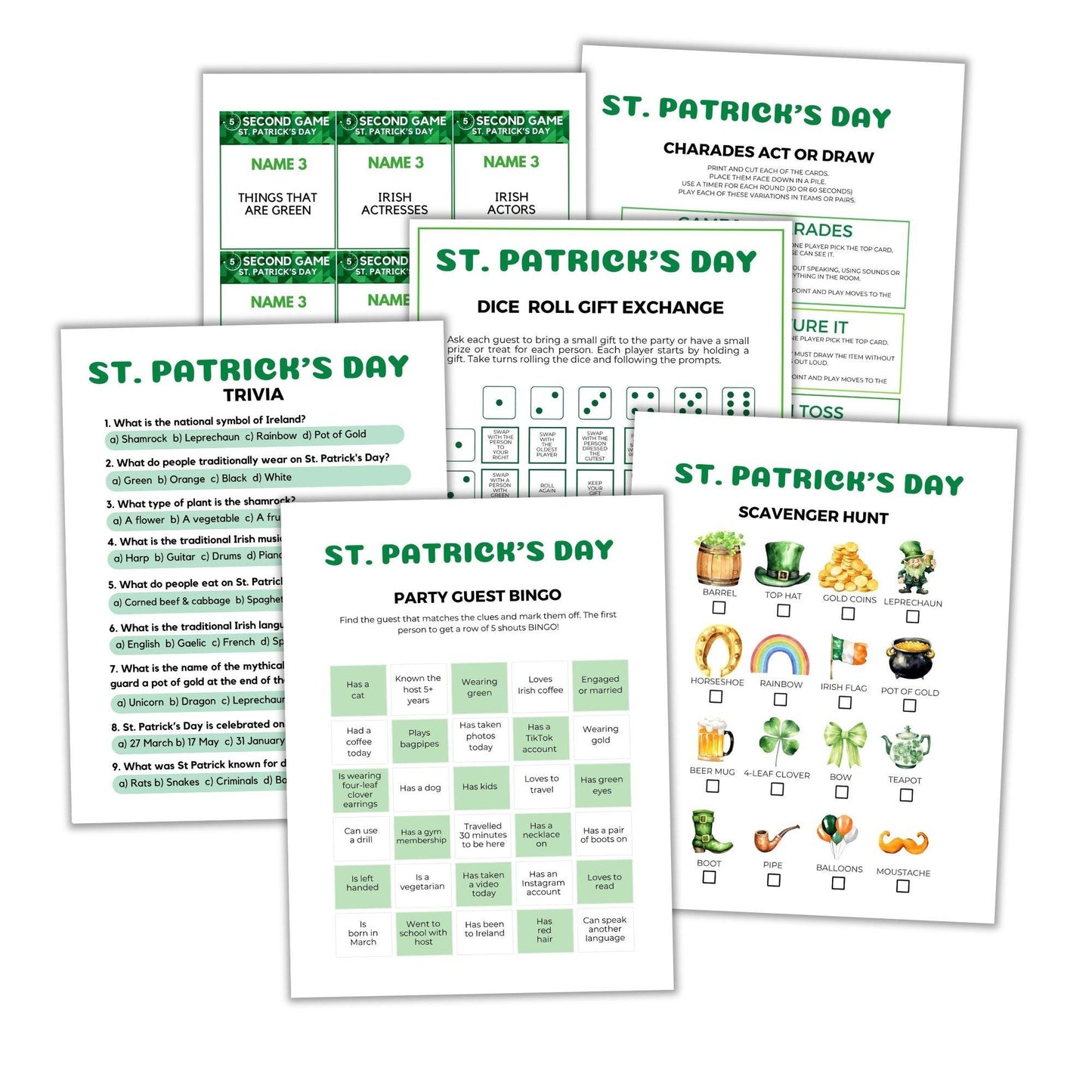 St Patrick's Day Party Games Bundle - 24 Games - Simplify Create Inspire