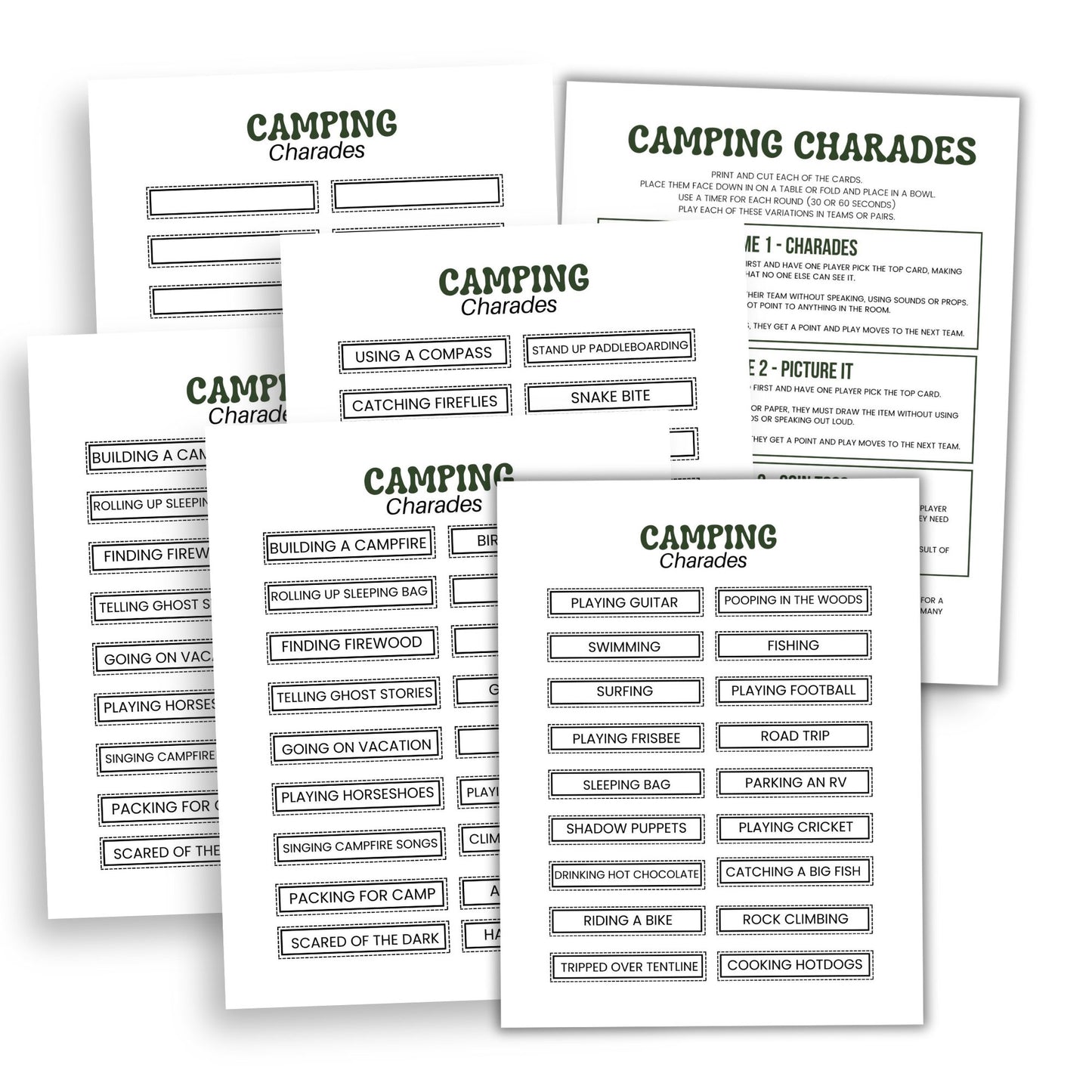 Camping Charades Game