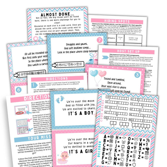 gender reveal scavenger hunt.