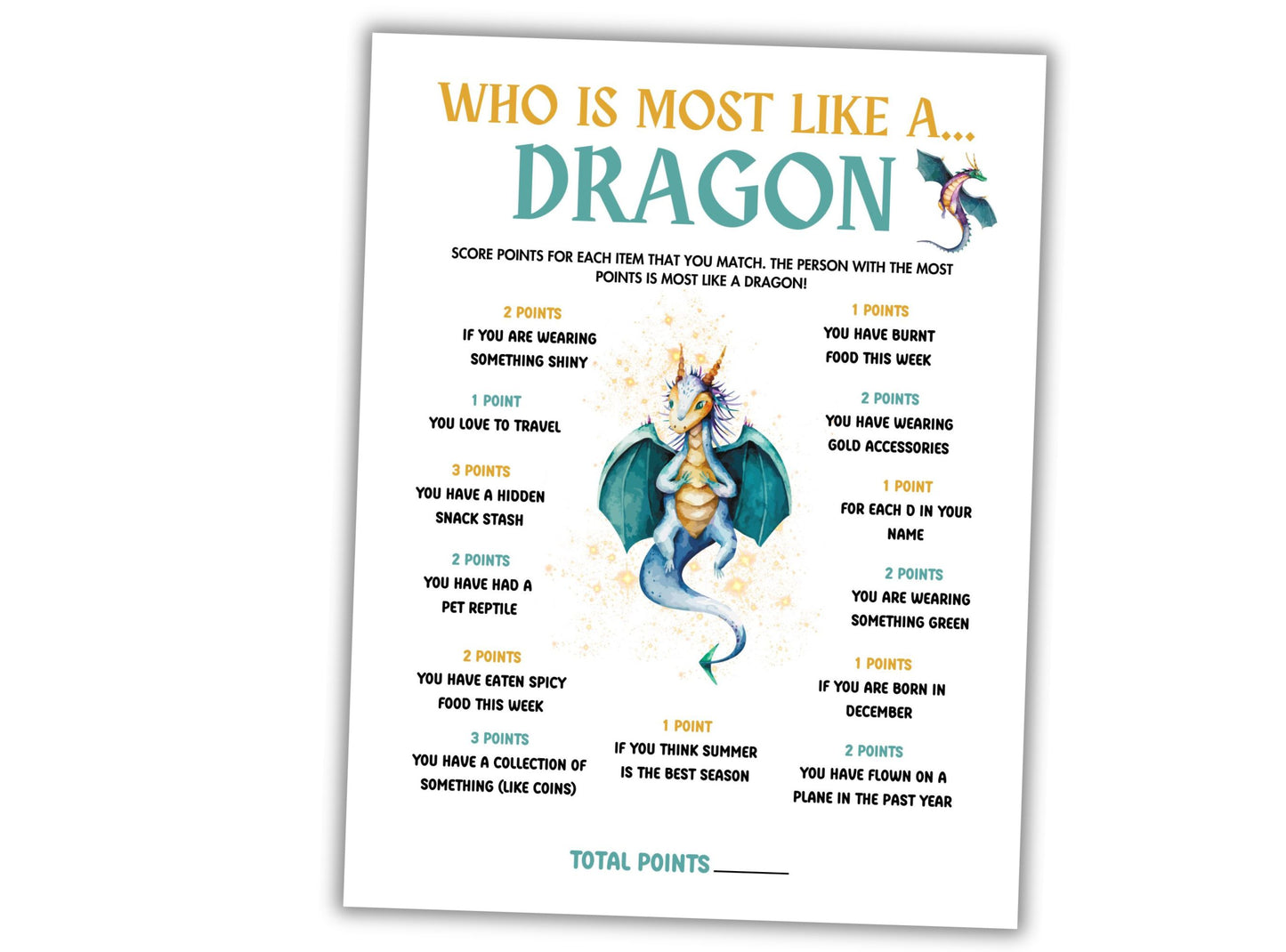 who is most like a dragon printable game.