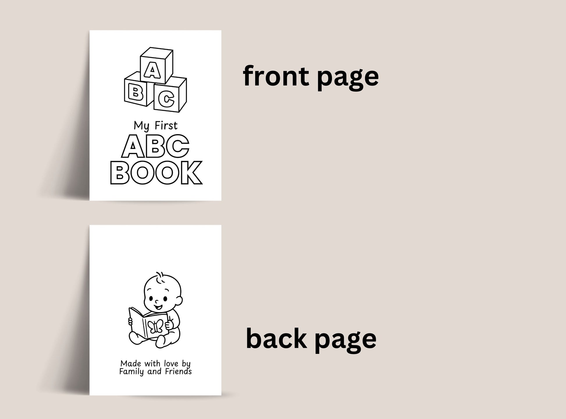 ABC baby book for baby shower.