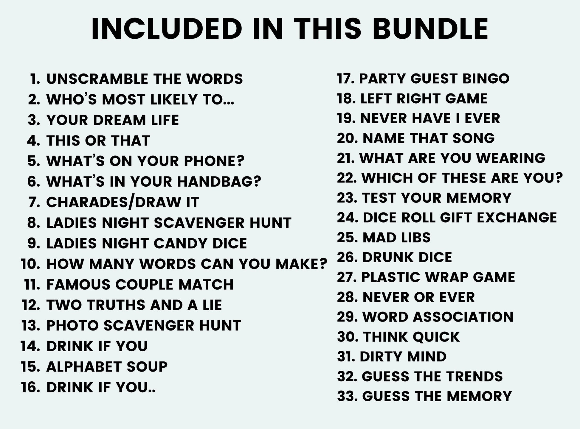 Ladies Night Party Games Bundle
