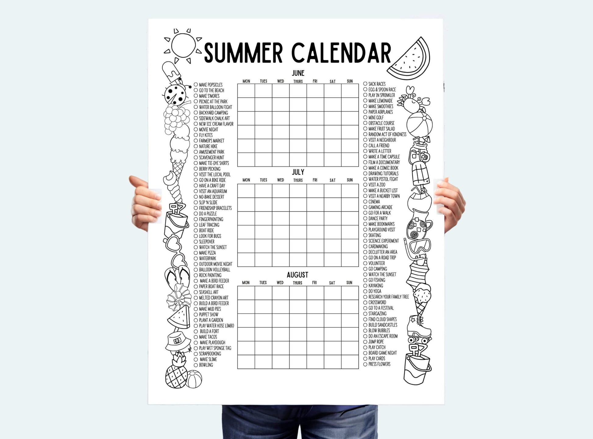 Printable Summer Wall Calendar