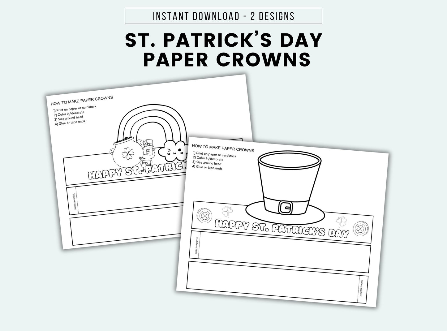 St. Patrick's Day Paper Crowns