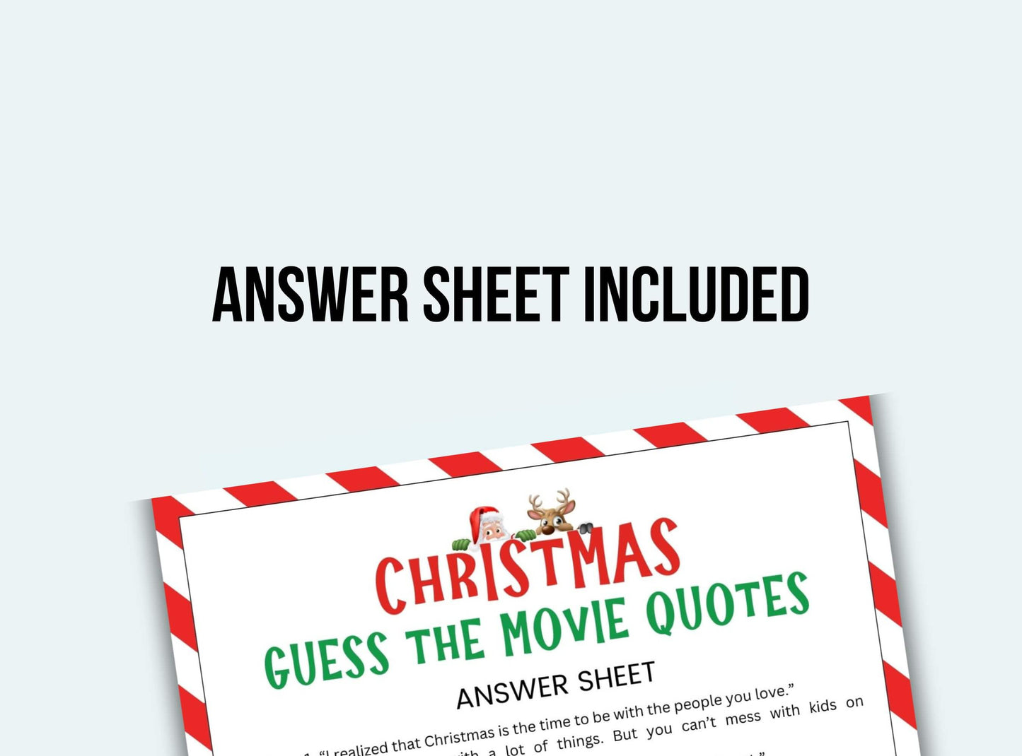 Printable Christmas Movie Quote Trivia Game