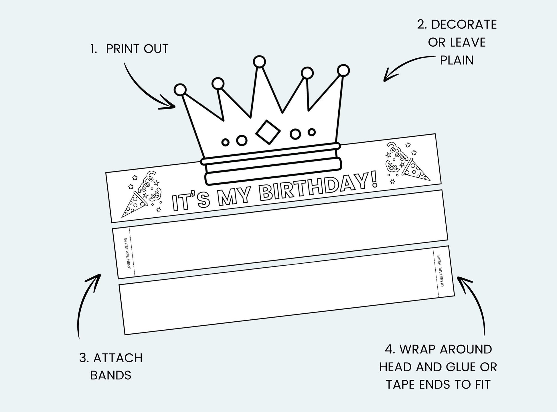 Printable Birthday Paper Crown Bundle