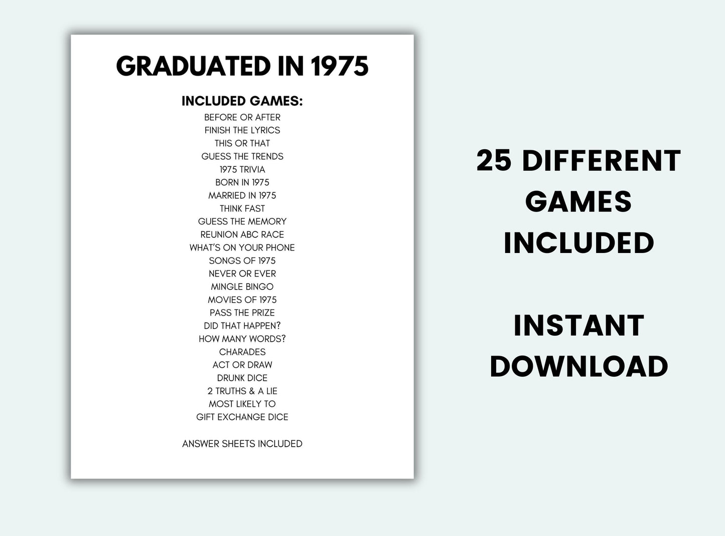 Graduated In 1975 Party Game Bundle