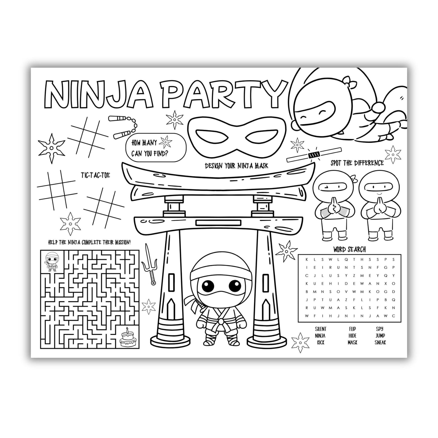 Ninja Party Activity Placemat