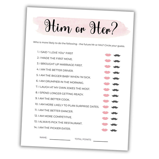 him or her bachelorette game