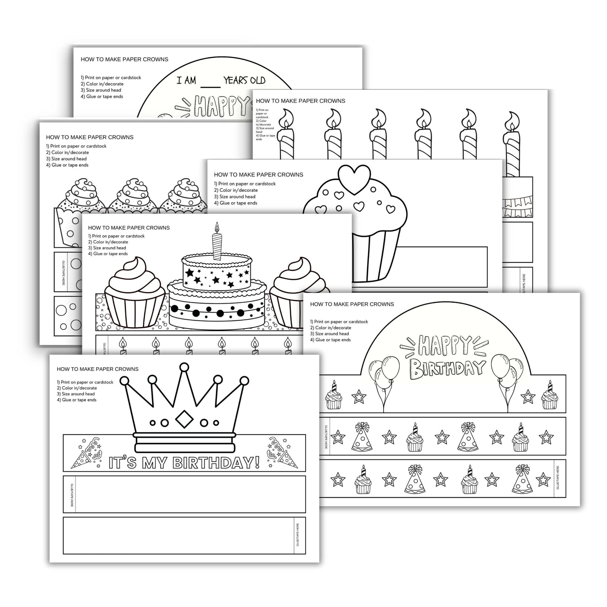 Printable Birthday Paper Crown Bundle