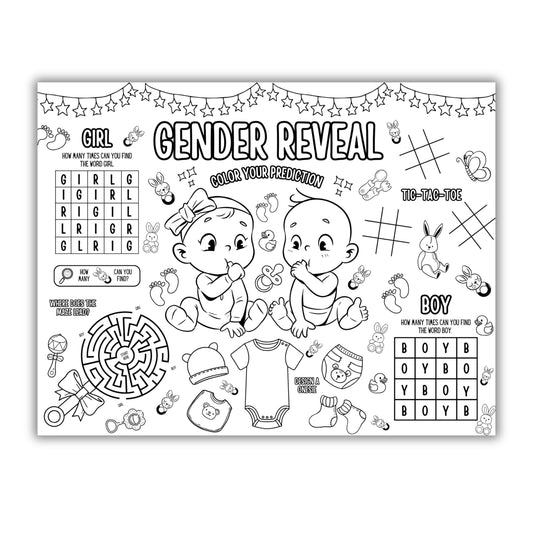 Gender Reveal Activity Placemat