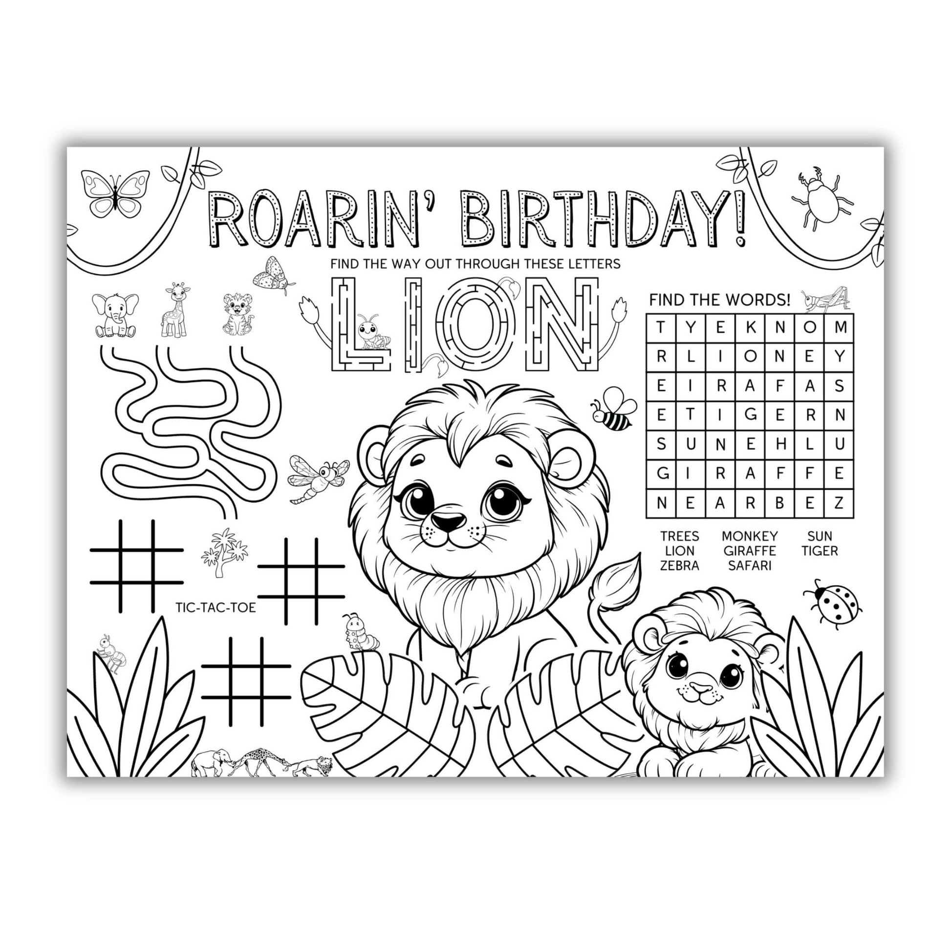 Safari Party Activity Placemat