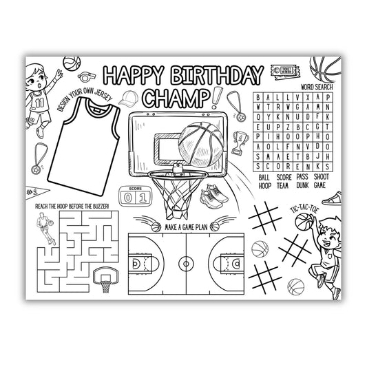 Basketball Party Activity Placemat