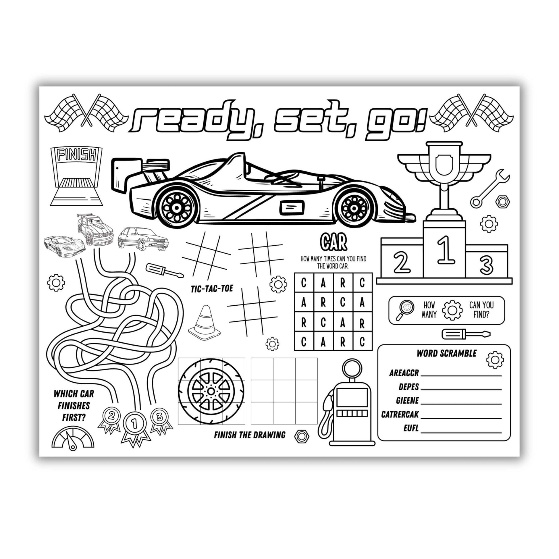 Race Car Party Activity Placemat