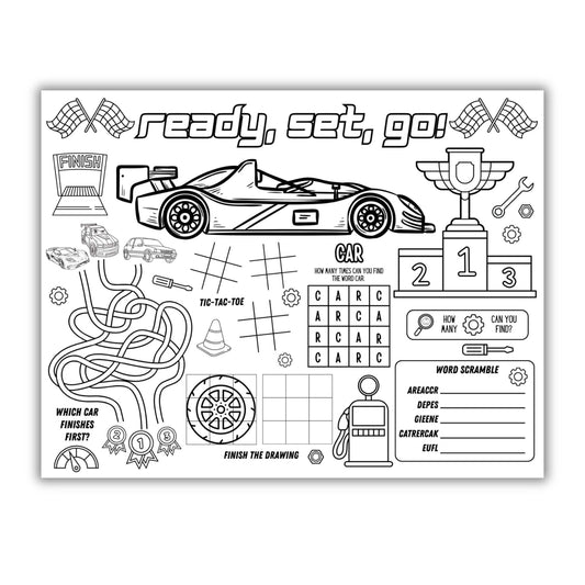 Race Car Party Activity Placemat
