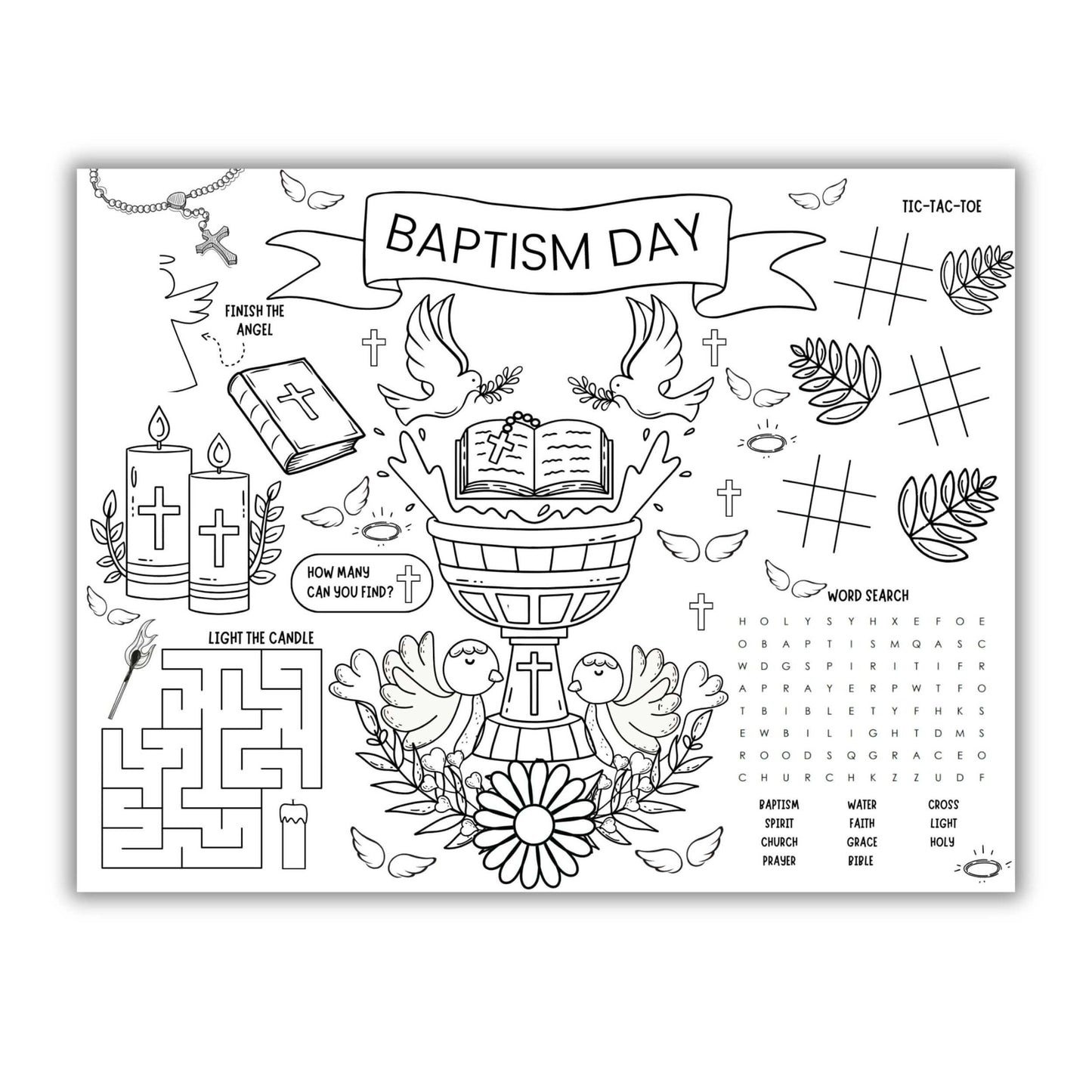 Baptism Colouring Placemat