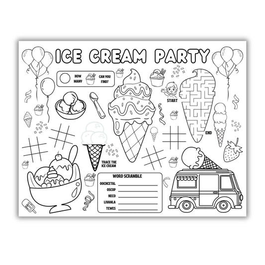 Ice Cream Party Activity Placemat