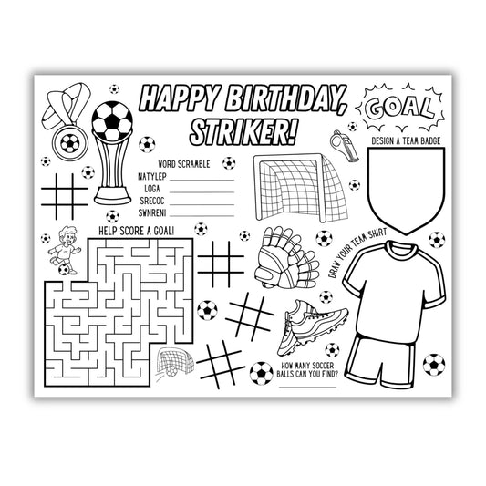 Soccer Party Activity Placemat