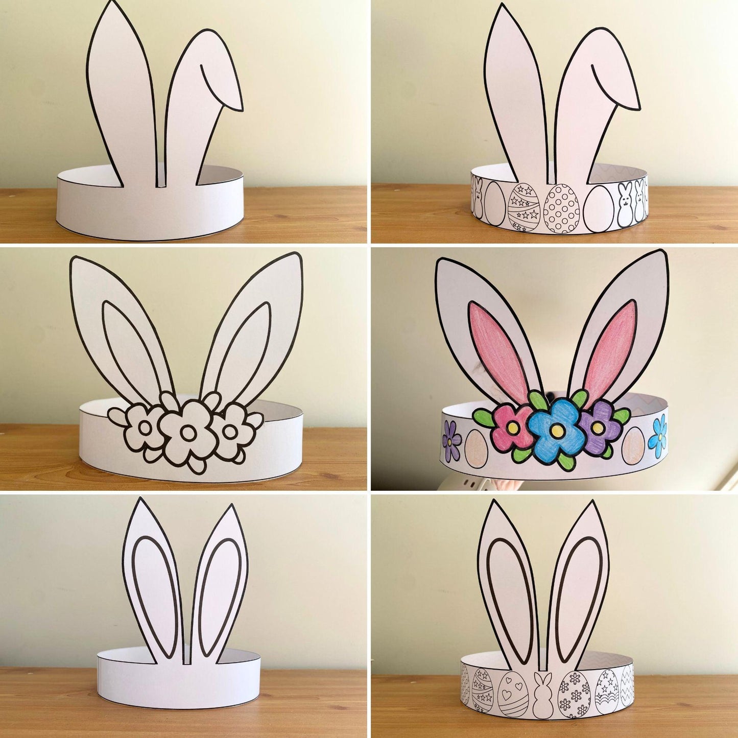 Easter Bunny Paper Crowns - 6 Crown Designs - Simplify Create Inspire