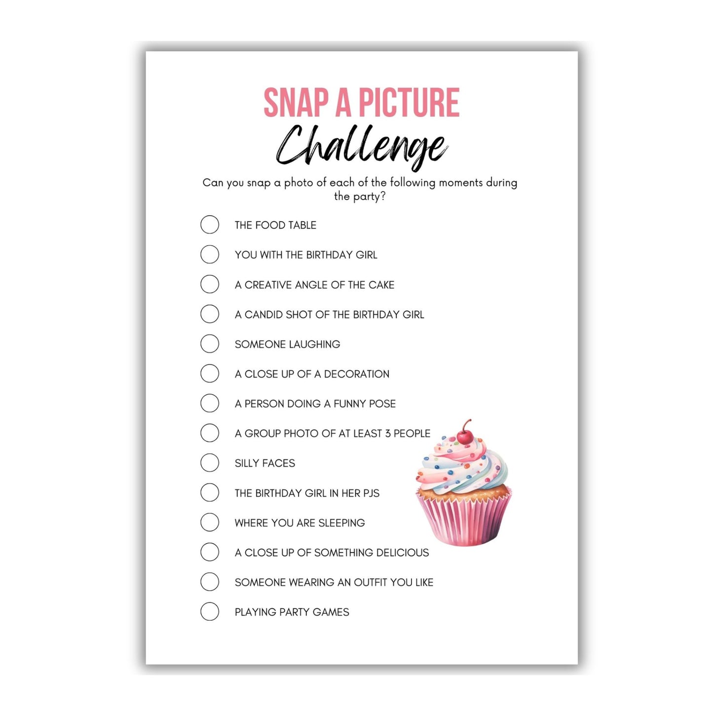 Birthday Party Photo Challenge Game - Simplify Create Inspire