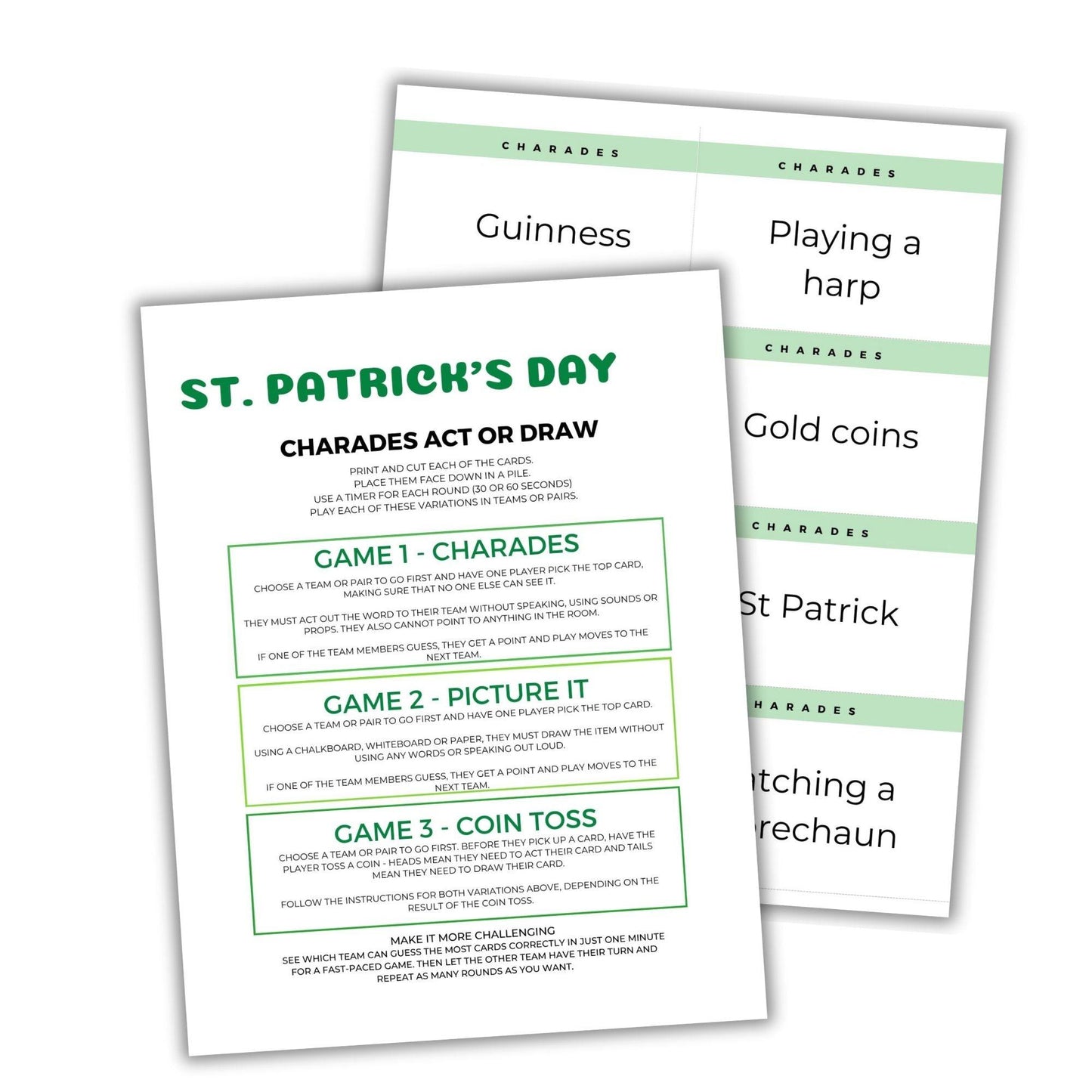 St Patrick's Day Charades Game - Simplify Create Inspire