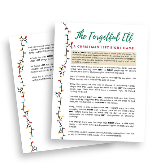Christmas Left Right Game - The Forgetful Elf - Simplify Create Inspire