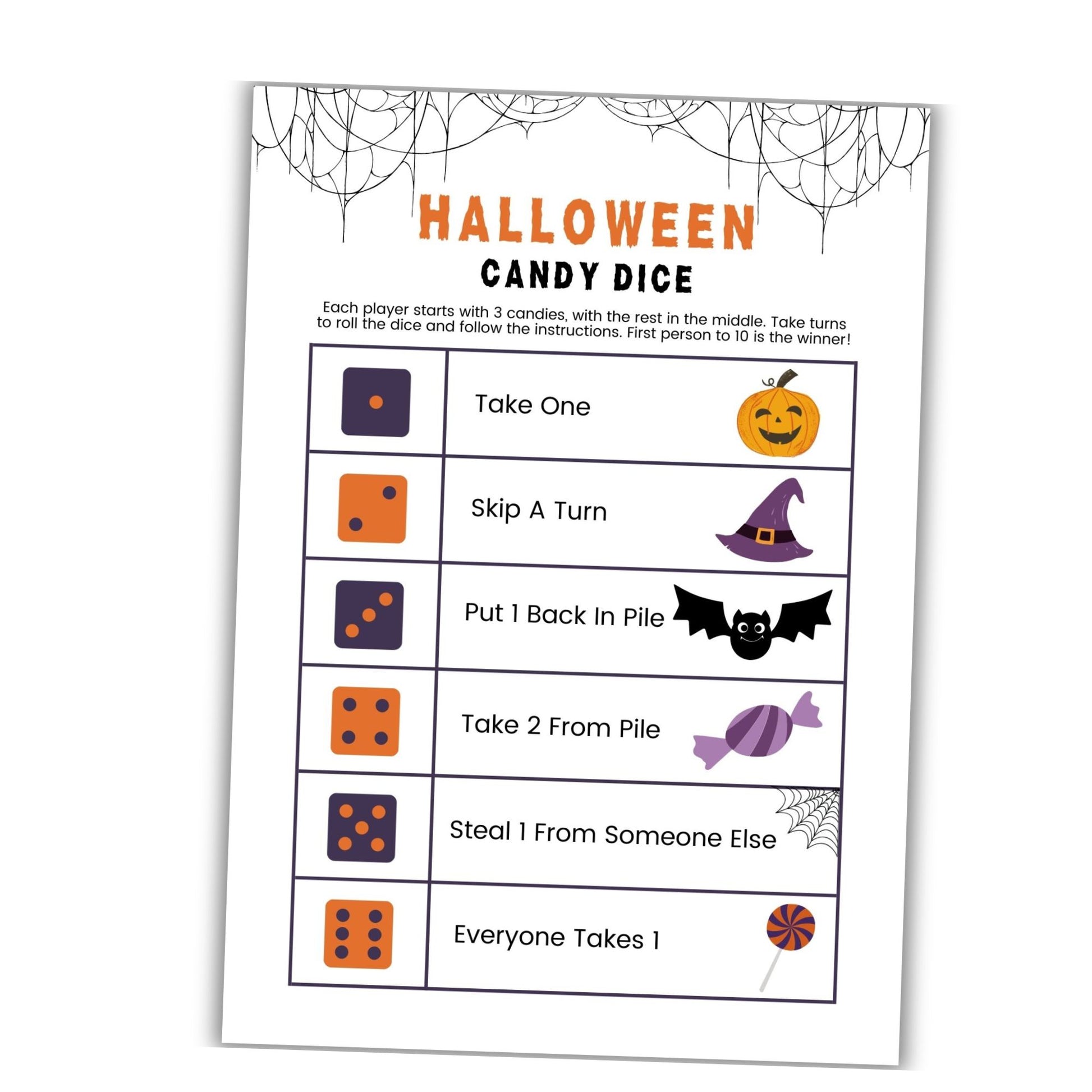 Halloween Candy Dice Game - Simplify Create Inspire