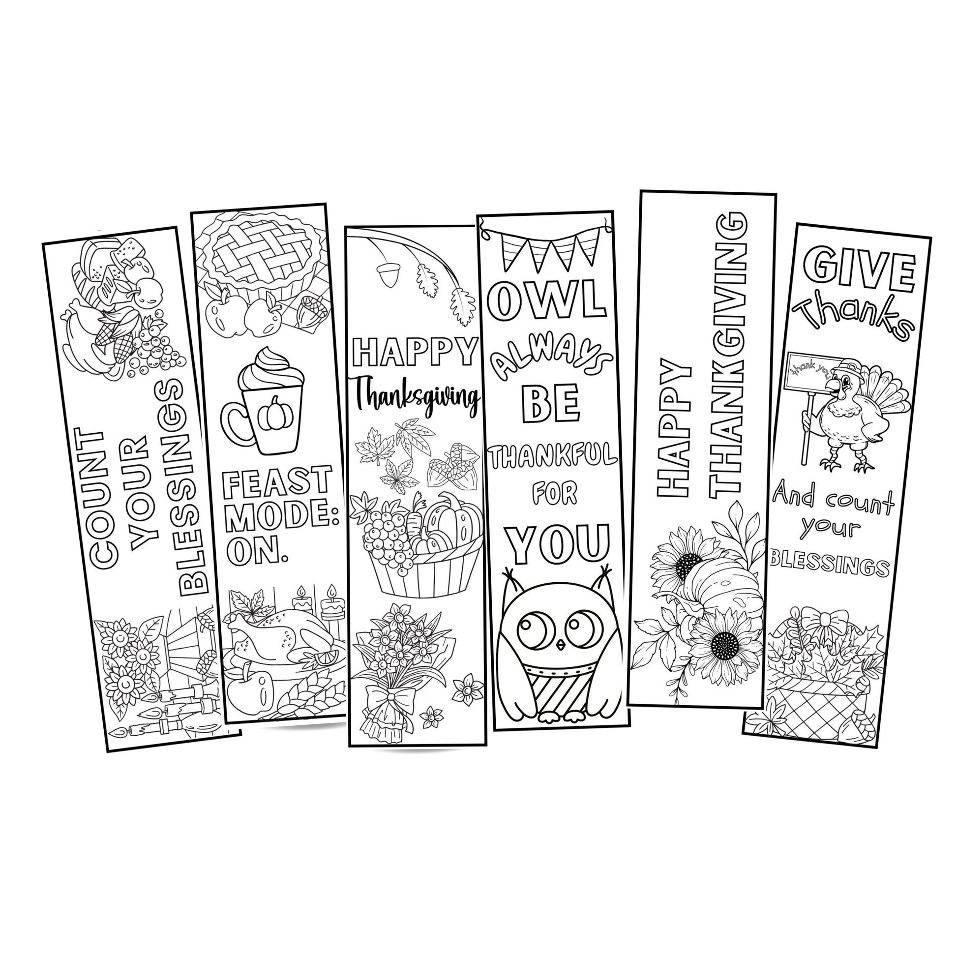 Printable Thanksgiving Colouring Bookmarks