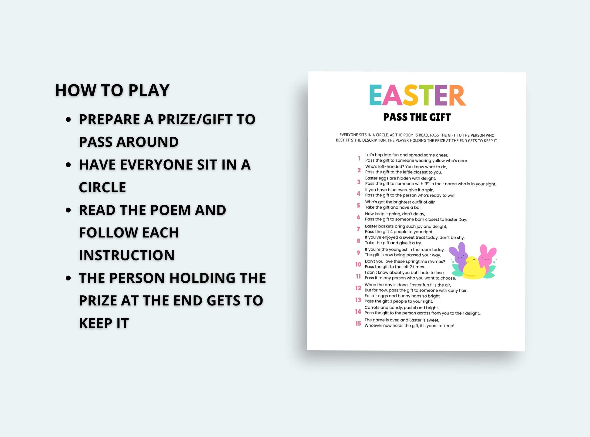 Printable Easter Pass The Gift Game