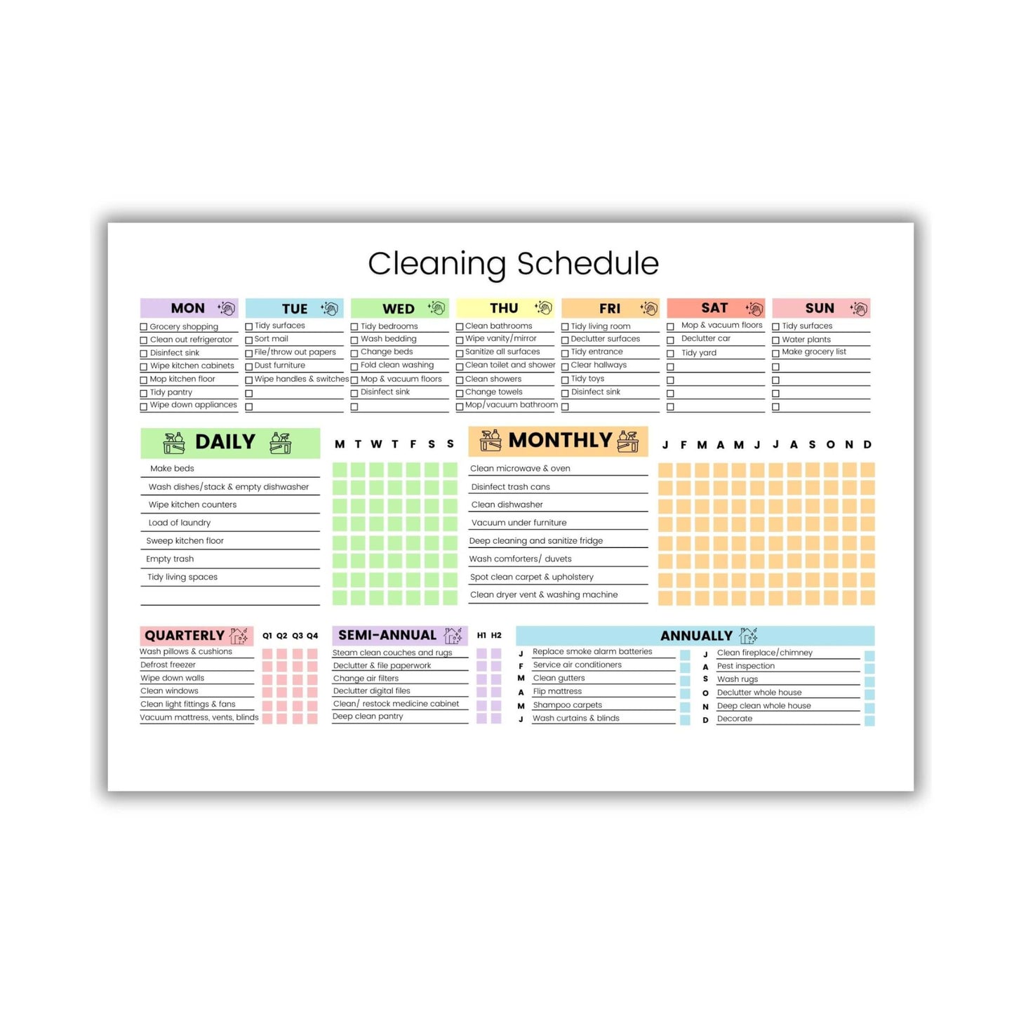 Editable Cleaning Schedule