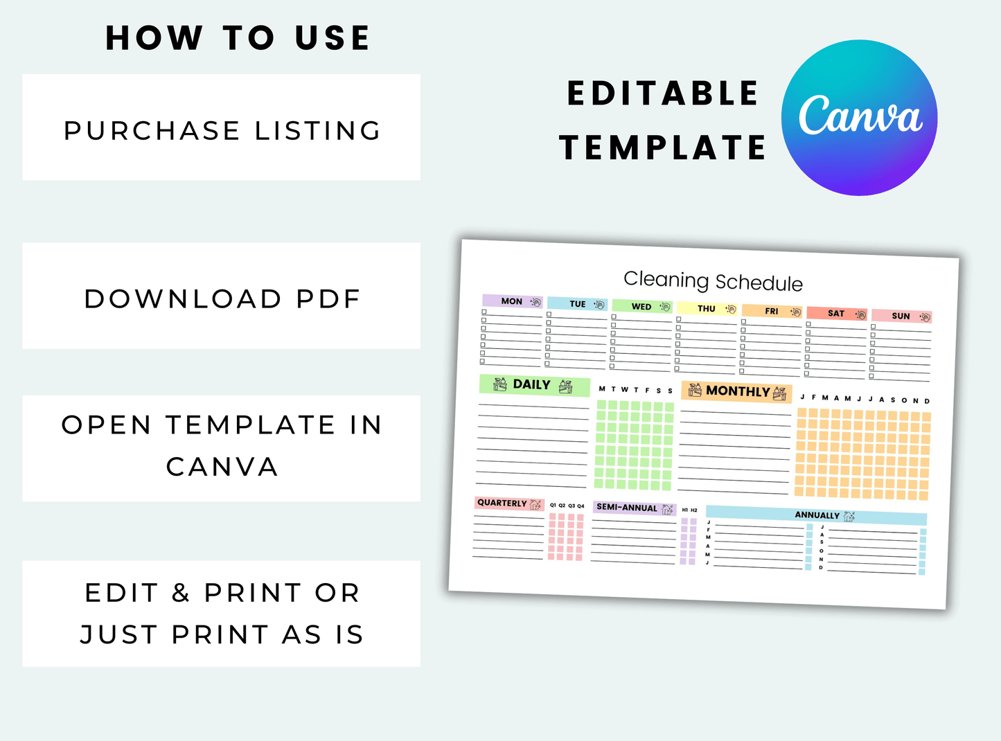 Editable Cleaning Schedule