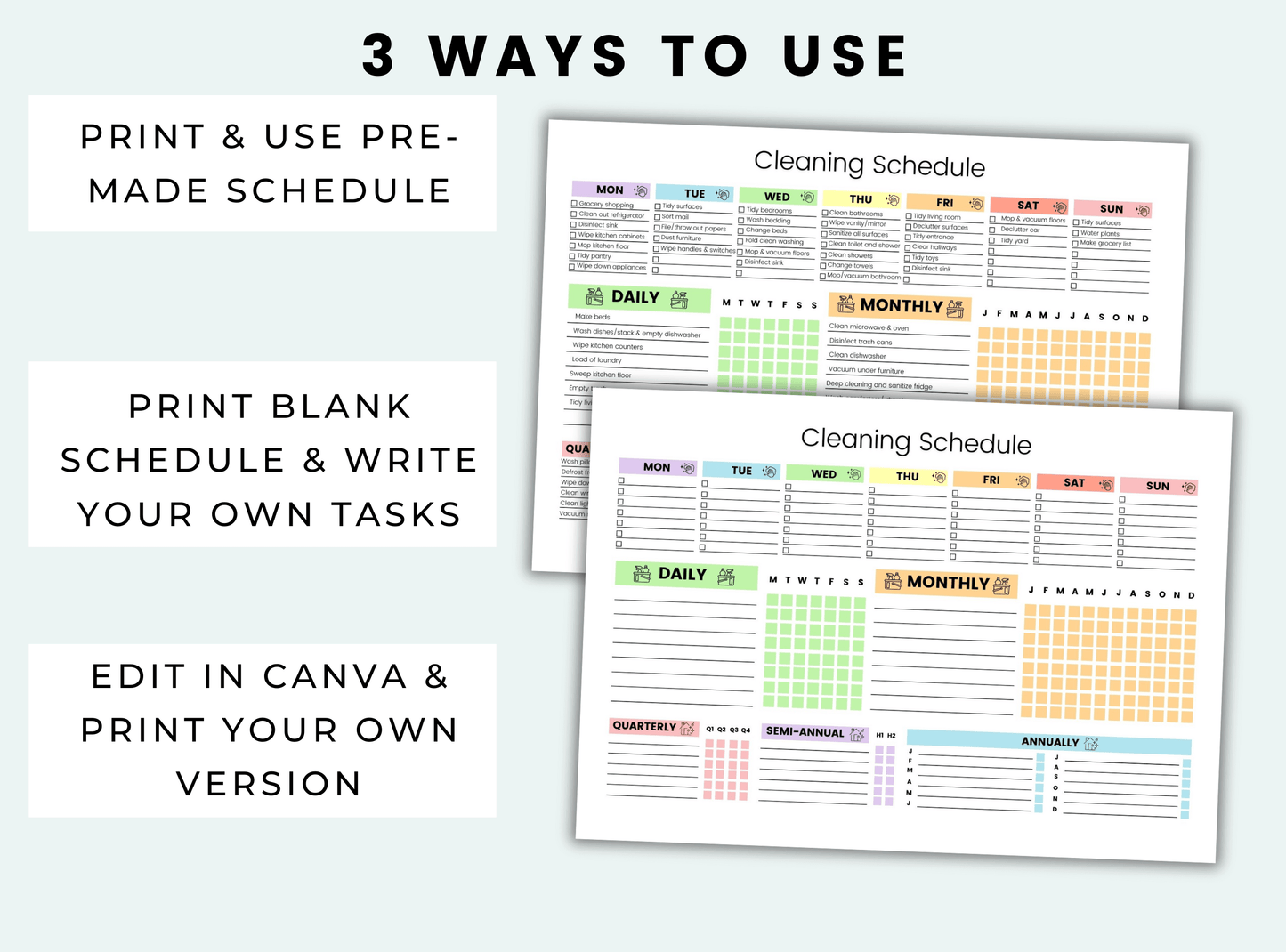 Editable Cleaning Schedule