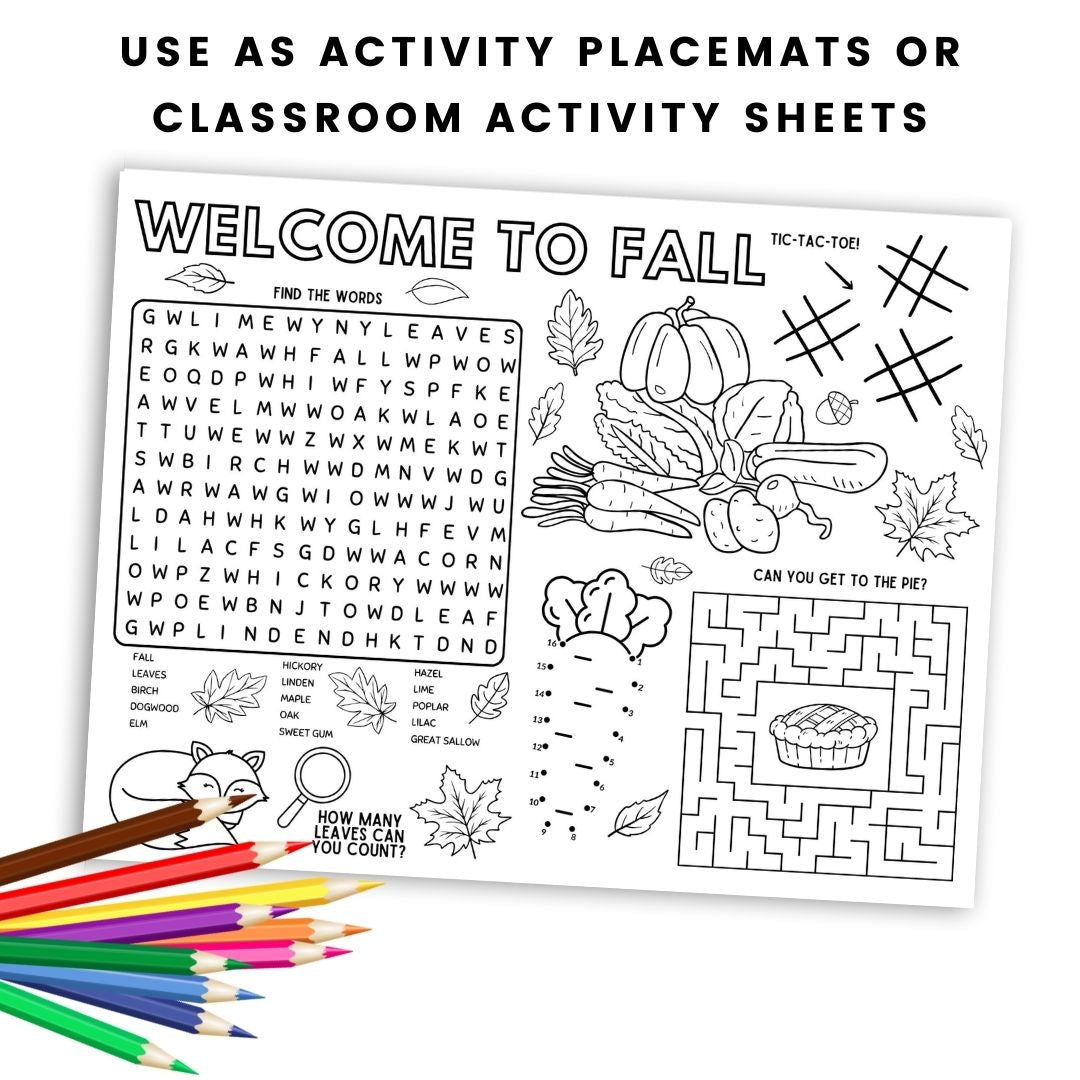 Printable Fall Activity Placemats