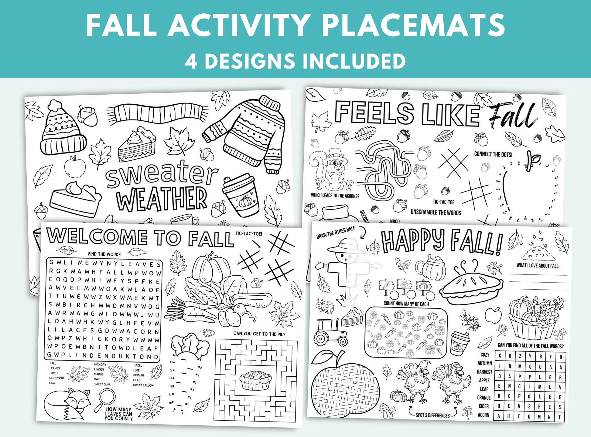 Printable Fall Activity Placemats