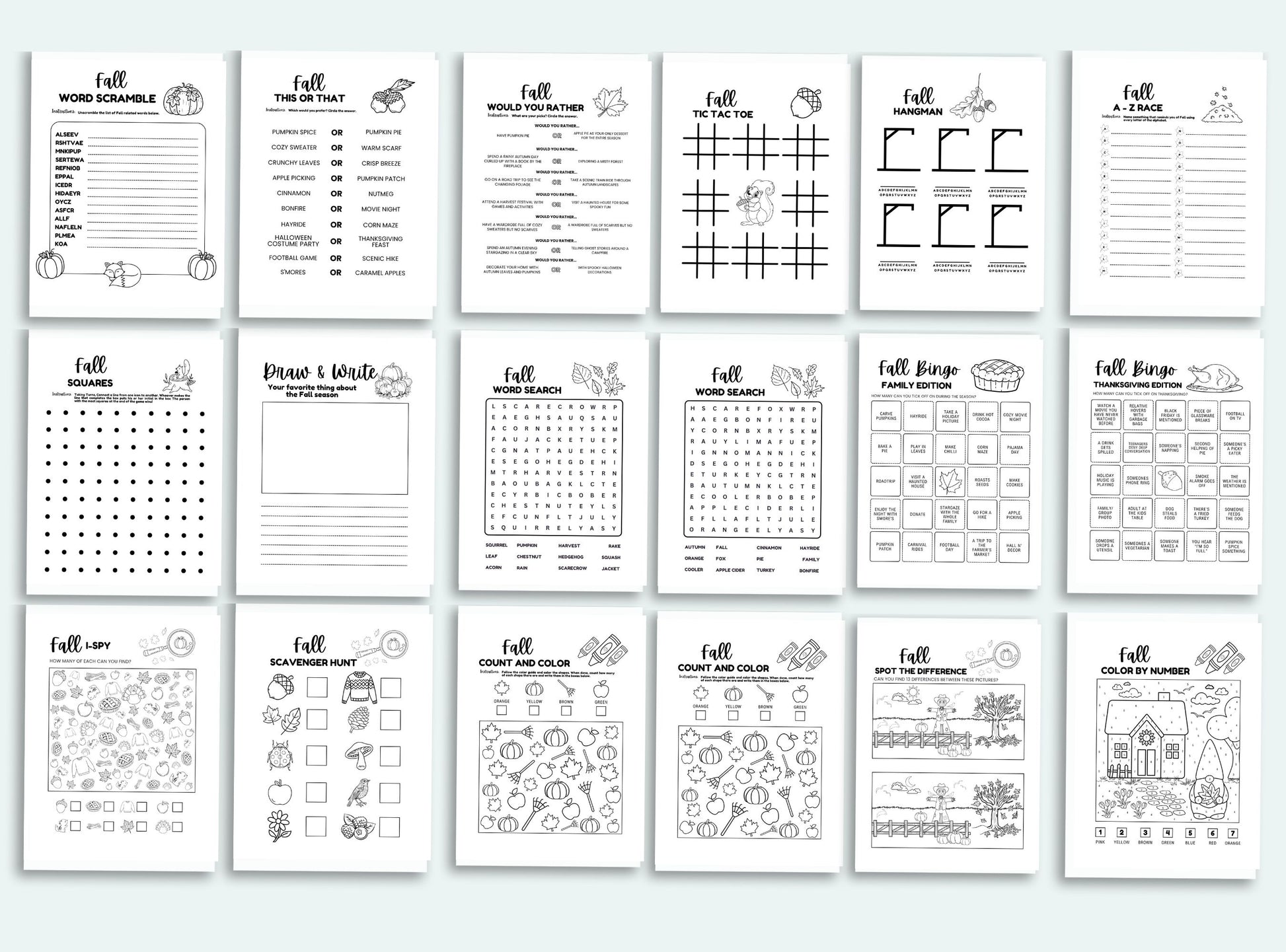 Printable Fall Activity Book
